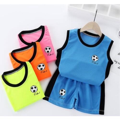 Kids Sport Clothes Set T-Shirt + Shorts 2pcs Summer Childrens Vest Shorts Suit Sleeveless Baby Boys Girls Clothing Casual Suit
