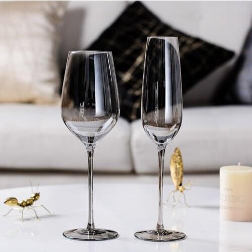 Creative wine glass Cup gray Goblet Champagne glasses wedding flutes glass cups crystal wine glasses party home Drinking utensil