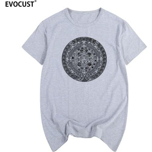 Aztec calendar Summer print T-shirt Cotton Men T shirt New women TEE