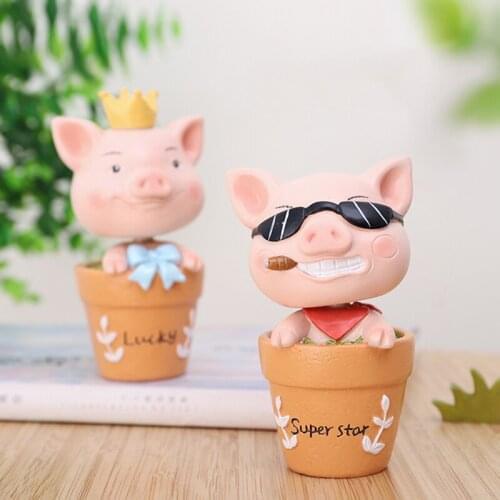 Cartoon New Year Animals Piglet Ornaments Office Desktop Decoration Car Shaking Head Ornaments Home Decoration Accessories