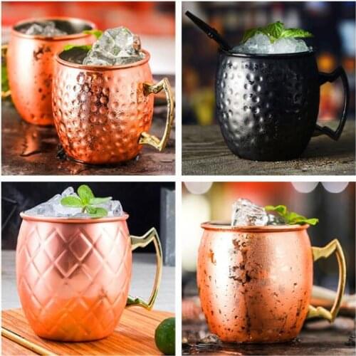 Hammered Copper plated Stainless Steel Moscow Mule Mug Drum-Type Beer Cup Coffe Cup Water Glass Drinkware
