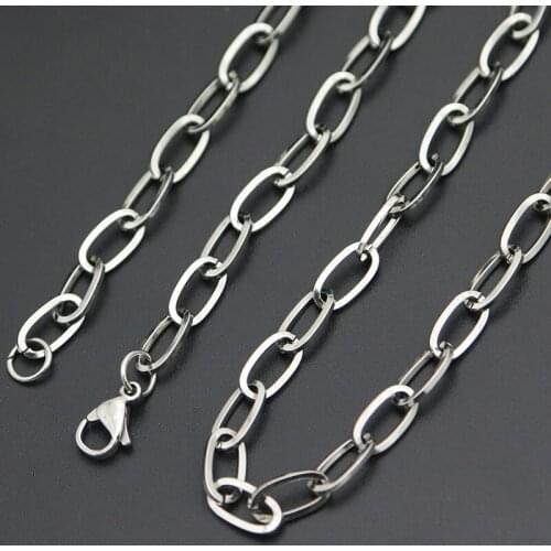 New Items 5mm Big O chain Stainless Steel Necklace Fashion Silver Square Chain For women men locket pendant
