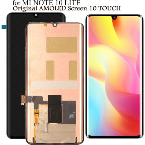 Original Amoled Display For Xiaomi Mi Note 10 Lite Lcd Display 10 Touch Screen Replacement Tested Phone LCD Screen Digitizer
