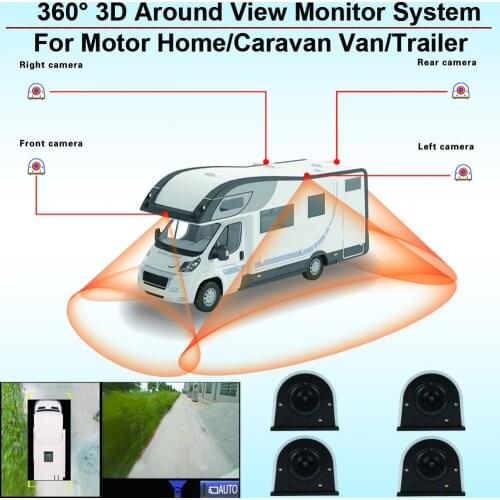 360 3D Around View Monitor AVM System Surveillance Panoramic Security Camera Video DVR Recorder for Motor Home Caravan Van Trail