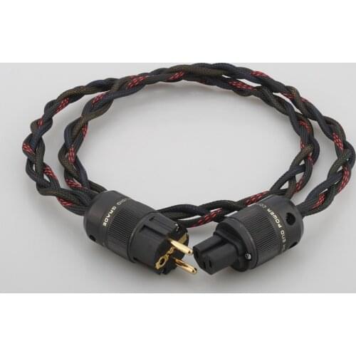 Hi End P103 Audiocrast Schuko Mains Power Cord Cable HIFI CD Amplifier Amp EU Power Cable Braided AC Power cable