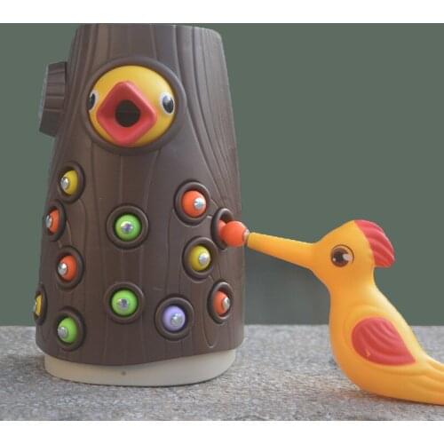 Fishing Early Montessori Educational Toys For Children Wooden Animal Toys Baby Gift Kids Woodpecker Catching Bugs With Magnet