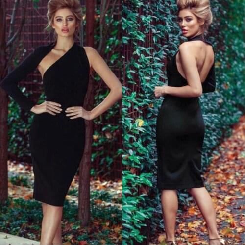Sexy one-shouldered sleeveless dress for slim women hot style can be worn nightclubs with one-step dresses