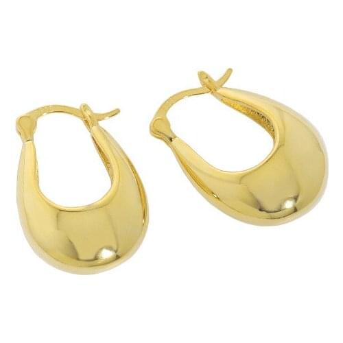 100% Authentic 925 Sterling silver White/Gold Piercing Polished Oval U Shape hoop Huggie earrings Jewelry C-EA592