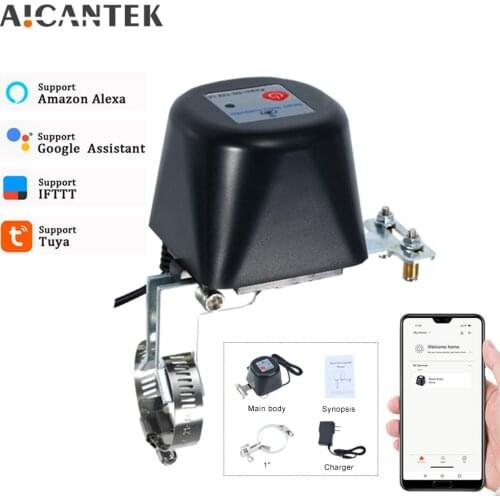 Tuya Wifi Smart Valve Controller Auto Shut On Off With Alexa Google Assistant SmartLife For Water Gas Pipeline 1/2" 3/4" 1"