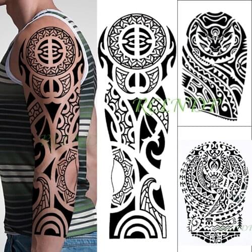 Waterproof Temporary Tattoo Sticker Tribal Totem Old School Full Arm Fake Tatto Flash Sleeve Large Tatoo for Men Women 3 Pcs