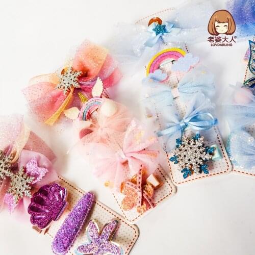 Ice and Snow Fairy Tales European and American Popular Sparkling Crystal Mesh Bow Pink Large Bow Girl Hairpin Suit