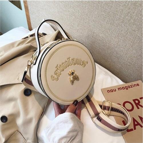 Women Round Handbags Crossbody Small Shoulder Bags Female Clutches Circular Bag Letter Embroidery Messenger Bag Girls Packages