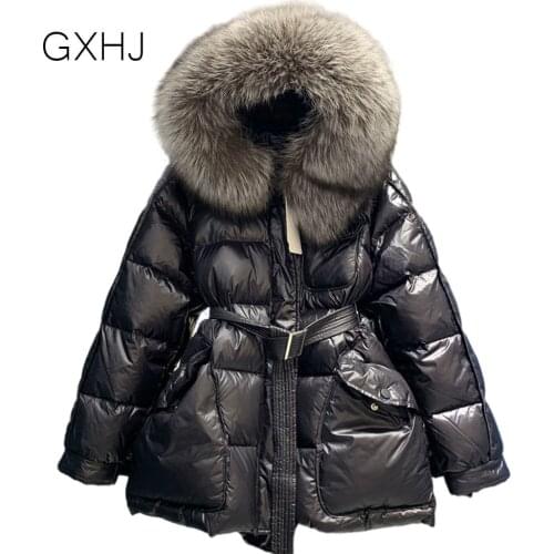 Natural Raccoon Fox Fur Hooded Winter Down Coat Women 90% White Duck Down Jacket Thick WarmWaterproof Female Outerwear coat