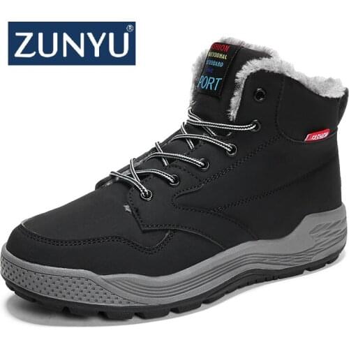 ZUNYU New Super Warm Men Boots Winter Boots Rubber Plush Snow Boots England Retro ankle boots For Men Winter Shoes Size 39-48