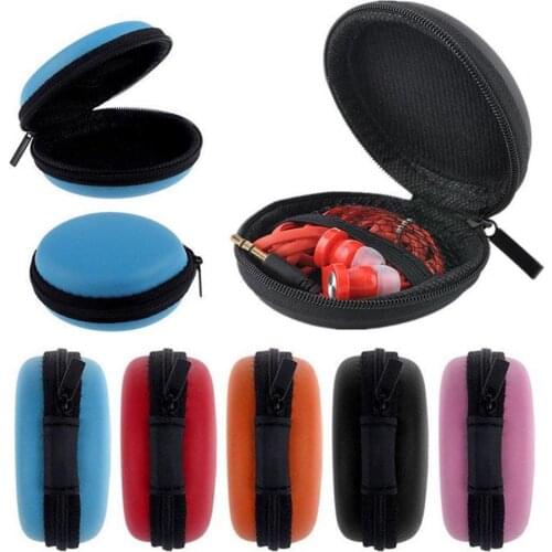 1Pcs Hold Case Storage Carrying Hard Bag Box for Earphone Headphone Earbuds memory Card Round Mini Zipper Bag Cable Case
