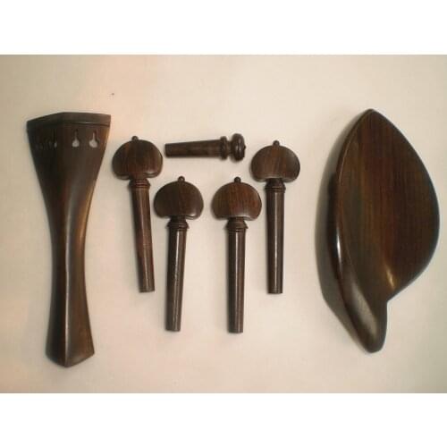 2 Sets Quality Ebony Violin Fitting Natural Color with Pegs Tail Piece Chin Rest 4/4