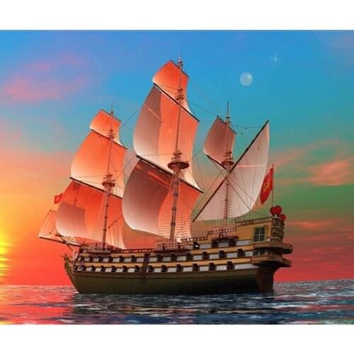 2018 top sale Needlework 5D Diamond Embroidery round Diamond Mosaic Home Decor Diy Diamond Painting Cross Stitch A sailing ship