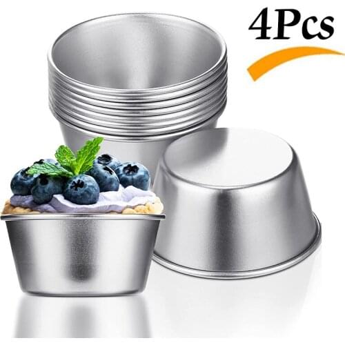 4Pcs Carbon Steel Pudding Molds Large Muffin Cup Nonstick Cupcake Cookie Cake Mold Mousse Jelly Egg Tart Baking Mould Bakeware