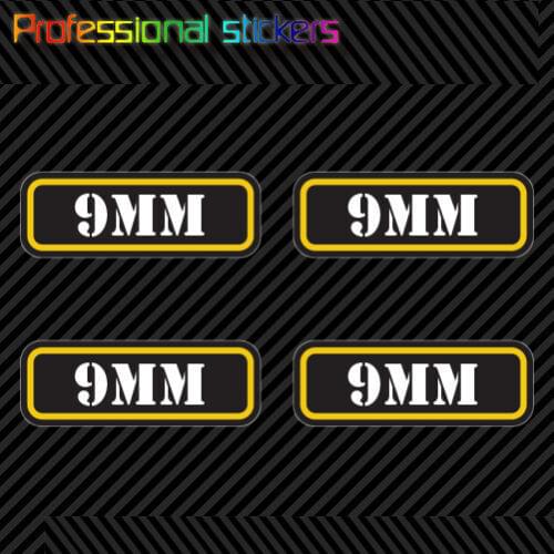 4x) 9mm Ammo Can Sticker Set Decal Self Adhesive Molon Labe Bullet 9 Mm Type 2 for Car, Laptops, Motorcycles, Office Supplies