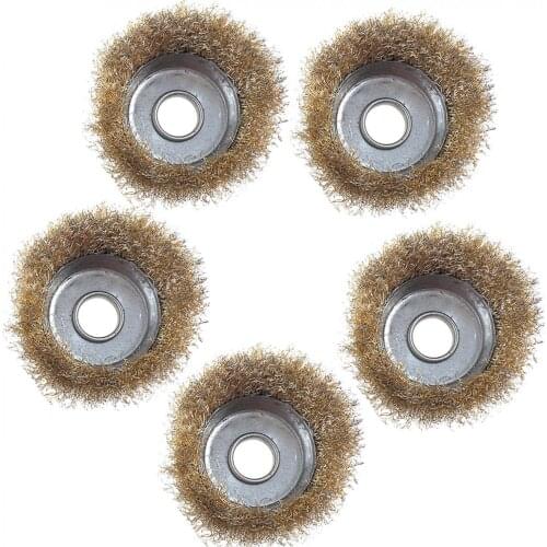 5pcs/lot 75mm Diameter Coppering Steel Wire Polishing Brush Wheels Set with 16mm Hole and Bowl Shape for Polished Derusting