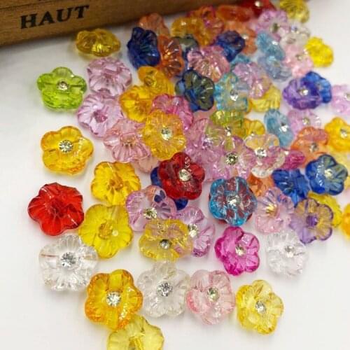 50 pcs Mix sunflowers Plastic Buttons Backhole Sewing Accessories PT06