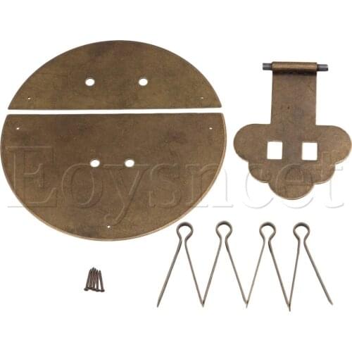 Antique Round Latch Jewelry Box Cigar Box Hasp Pad Lock Copper 15cm Dia