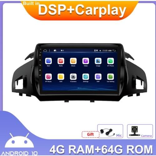 Car stereo radio player double 2 din For Ford Kuga 2013-2017 Android 10.0 with DSP+Carplay+Wifi+Camera+GPS Map+SWC+Mirror Link