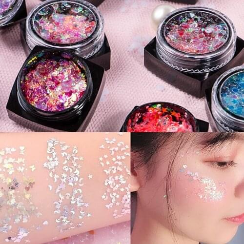 Sequins mix love nail art /makeup Glitter Sequins Mermaid Mixed Shape Moon and stars series Holographic Polishing Spangles Flake