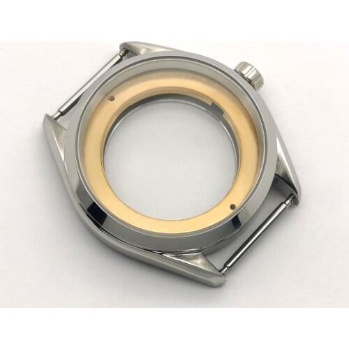 41mm Mens Watch Case Polish Silver 316L Steel Fit NH35 36 ETA 2836 MIYOTA 8215 Seagull 1612 Dg2813 Automatic Movement Waterproof