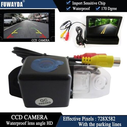 FUWAYDA Color CCD Chip Car Rear View Camera for VOLVO S80 SL40 SL80 XC60 XC90 S40 C70 + 4.3 Inch foldable LCD Monitor WATERPROOF