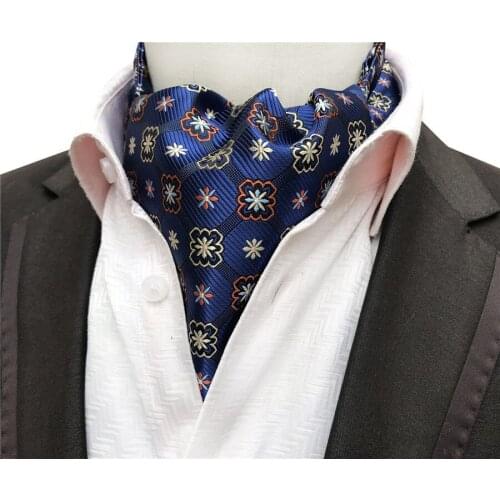 Designers Men Neck Ascot Unique Blue Floral Cravat Ties