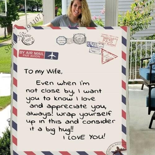 Express Love TO My Wife Funny Character Blanket 3D Print Sherpa Blanket on Bed Home Textiles Blanket Best Gift 08