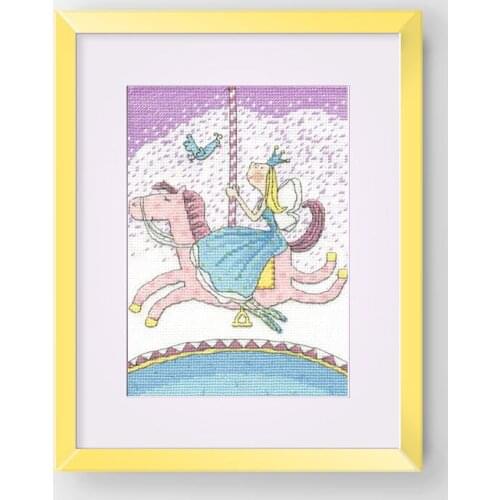 Fishxx Cross Stitch Kit GZ15 Amusement Park Carousel And Little Princess Dream Color Hand Embroidery