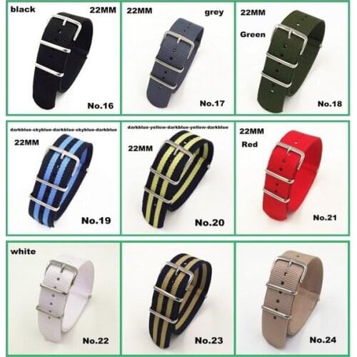 Hot sale ! New arrived 9 color available - 1PCS High quality 22MM Nylon Watch band NATO straps waterproof watch strap -3174