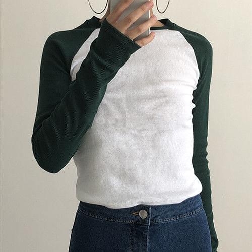 With cotton jacket Spring Autumn new high-waisted short-style bottoms slim color tight round collar long-sleeved T-shirt girl