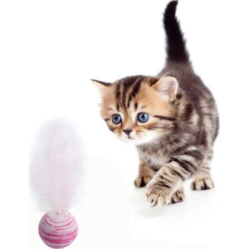 Pet Cat Toys Colorful Starry sky Ball Toy Interactive Cat Kittens Play Chew Rattle Scratch Feather Ball Toys Pet Supplies New