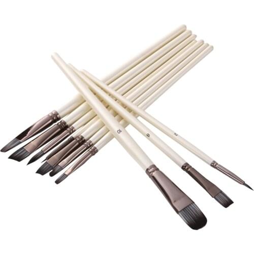 10pcs/set Multipurpose Artist Brushes Paintbrush Nylon Hair Wooden Handle Paint Brushes for Acrylic Oil Nail Art Supplies