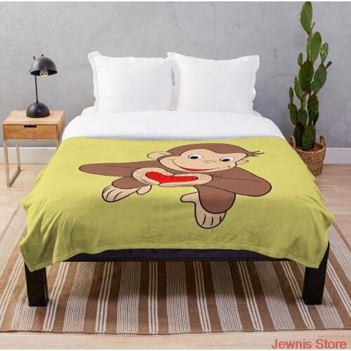 Curious George Is All Heart Blanket Snowflake Wool Blanket Coral Fleece Bedspread Blankets Portable Blanket
