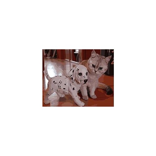 MaHuaf-X1403 Puppy Dalmatian and kitten Painting By Numbers on canvas hand painted digital wall art picture for living room