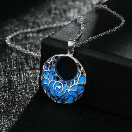 Fashion creative hollow pendant luminous round Necklace New Fluorescent creative jewelry