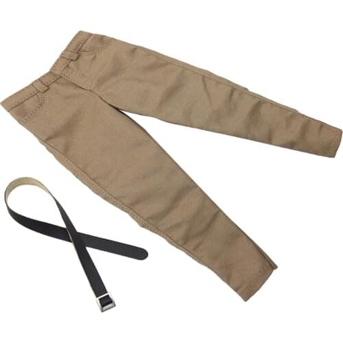 1:6 Scale Mans Khaki Trousers With Belt For 12'' Outfits