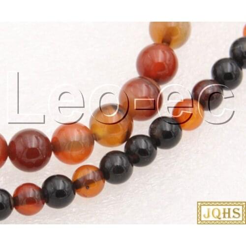 Natural 6mm 8mm round red Black Agates Stone Beads for Jewelry Making 15" v1361