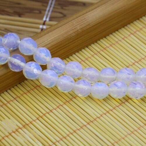 New! Bright 8mm Faceted transparent white opal stone bead round loose beads,for fashion DIY bracelet necklace jewelry design