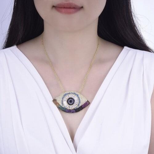 New exaggerated fashion lucky blue eye necklace ring devils eye elegant personality fashion trend accessories wholesale