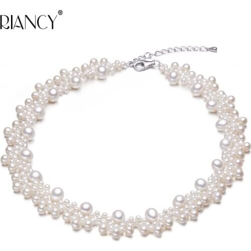 Fashion Hand-made Freshwater Pearl Choker Necklace For Women,Fashion Natural Pearl Necklace Luxurious Wedding Gift