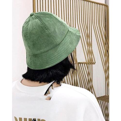 Buckets Hats Summer 2021 New Fashion Fishing Man Corduroy Hats High Quality Casual Outdoor Sun Bucket Hats Green Yellow