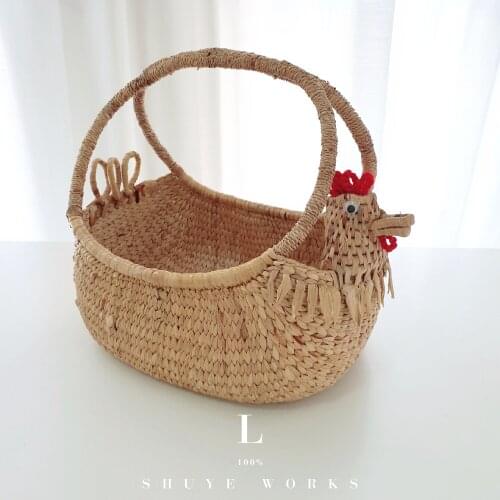 Japanese style rattan hen straw woven outdoor shopping basket garden fruit basket flower basket storage basket photography props