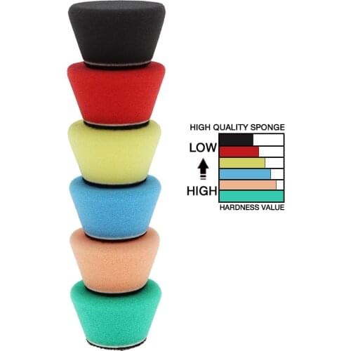 6-piece set of 1-inch high-quality polishing sponge board, coarse, medium and fine, suitable for RO/DA fine waxing sponge