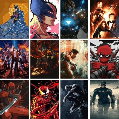 Marvel Captain America Movie Poster DIY Hand Painted Canvas Mural Home Decoration Painting By Numbers Frameless Wall Painting
