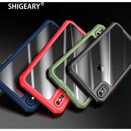 Luxury Hard Cases for iPhone X XR XS Max Case Transparent Back with soft Silicone Edges Military industry Anti fall Shockproof